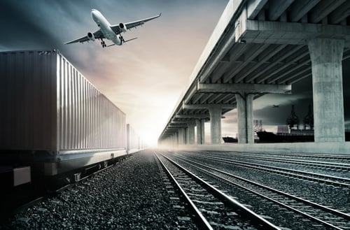 transportation plane and train